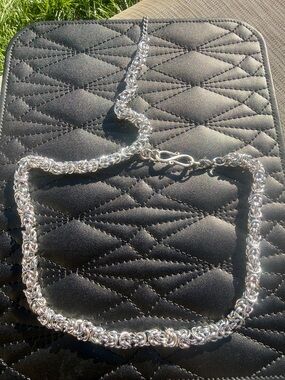 Snake Byzantine Chain Drop Back 16 in- 24 inch Necklace - Stainless steel Silver